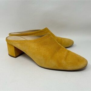 Everlane Womens Suede Block Heel, Closed Toe The Day Heel Mules Yellow size 9.5